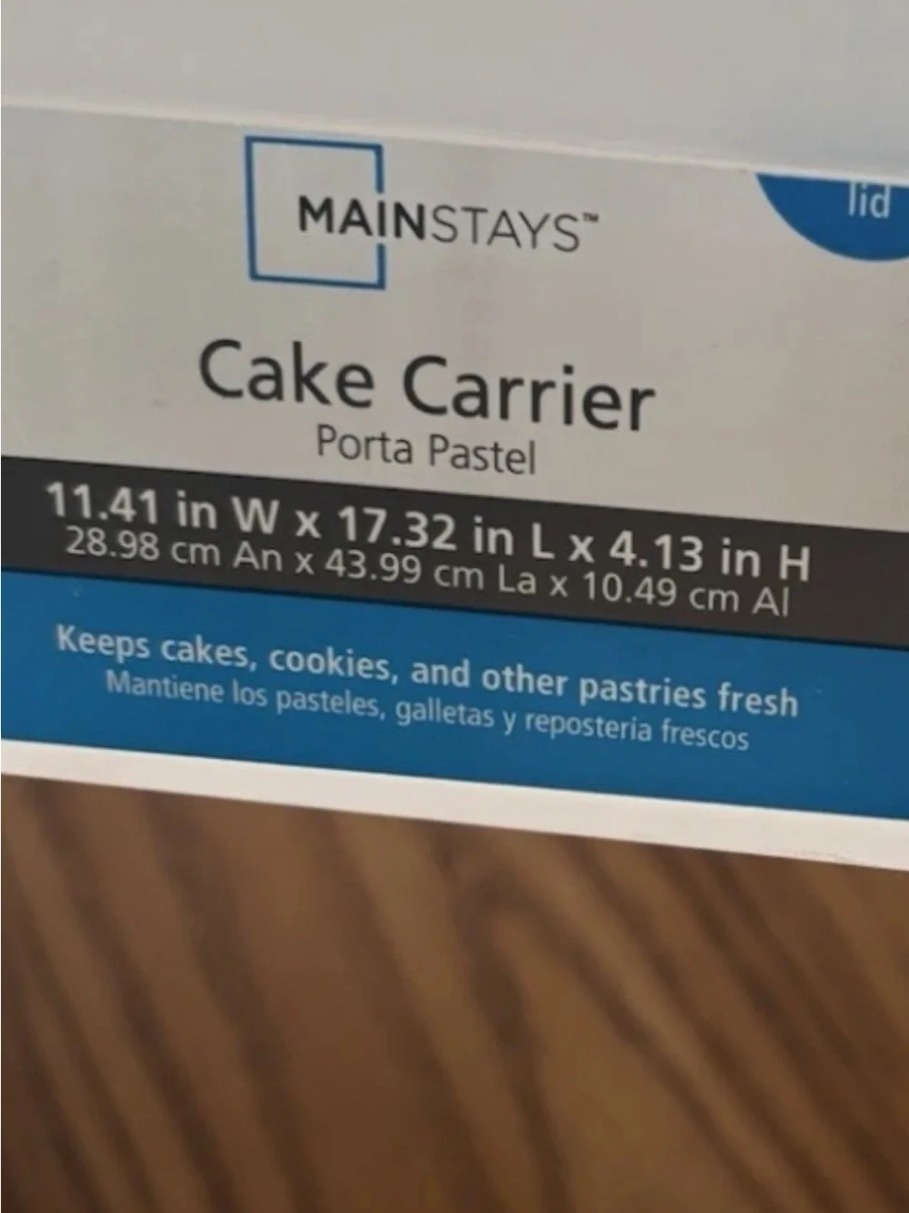 Mainstays White Cake Carrier with Blue Accent Handle